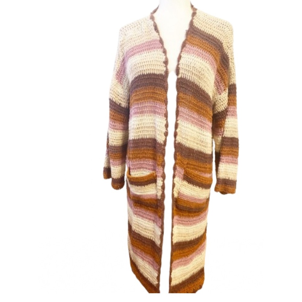 Xirena Long Knit Cardigan Duster in Sunset Large